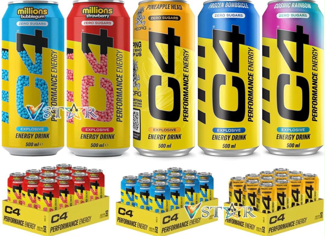 C4 Energy Drink – 5 Flavors Assorted (12 Pack)